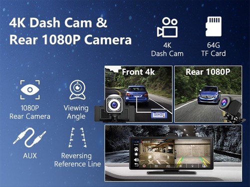 10.26" HD IPS Wireless Car Stereo for Apple Carplay&Android Auto with camera - Picture 10 of 11