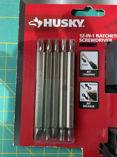 Husky 12-in-1 Ratcheting Screwdriver 6 3.5" Double-ended bits - Picture 2 of 2