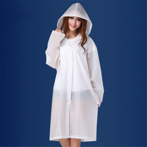 Women Mens Outdoor WaterProof Raincoat Long Sleeve Hooded Cardigan Jacket Coat - Picture 18 of 19