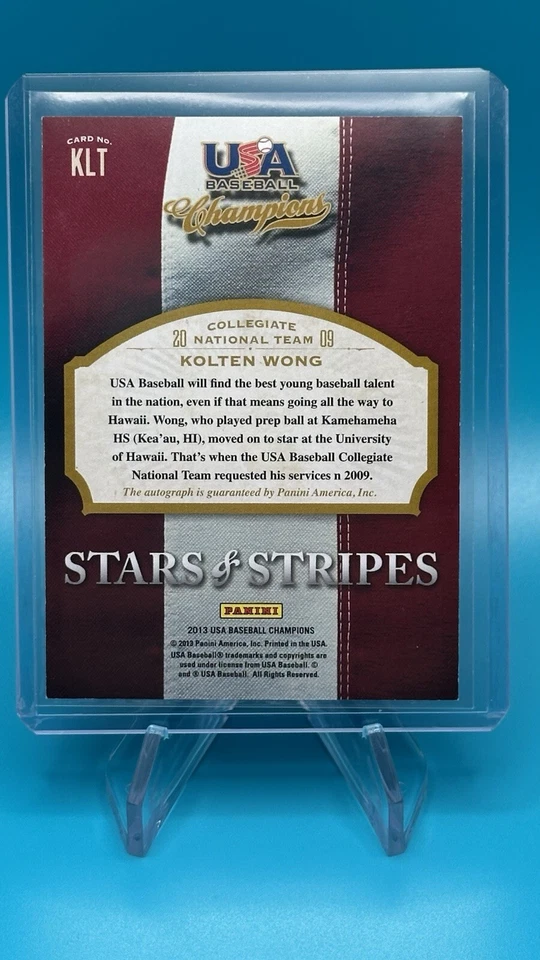 2013 Panini Kolten Wong Stars & Stripes Autograph RED /25 #KLT - Image 2 of 2