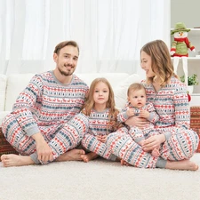 Family Matching Christmas Snowman Pyjamas Xmas Romper Nightwear Pajamas PJs Set