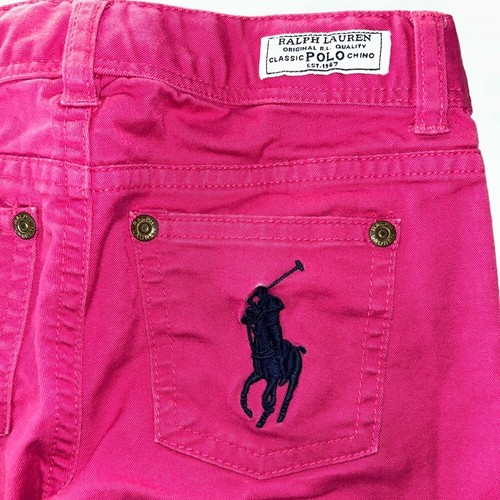 Polo Ralph Lauren Girls hot pink chino pants adjustable waist pony logo size 5 - Picture 5 of 8