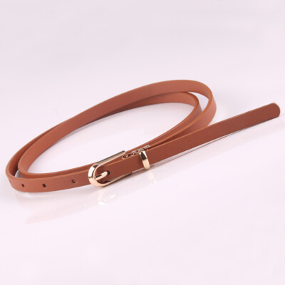 Simple Round Buckle Non-hole Women Belt Retro Fashion PU Leather Thin Waist Belt Casual Female Pants Waistband I314329333 - Foto 6