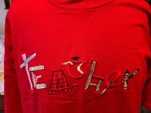 Teacher School Quirky Fun Back To School Tshirt Size XL Vtg Cotton - Picture 6 of 6