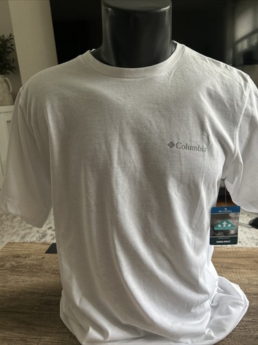 Columbia Omni-Wick White Short Sleeve Crew Neck T-Shirt Logo Men’s Sz S NWT