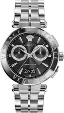 Versace VE1D01520 Aion Chronograph black silver Stainless Steel Men's Watch NEW