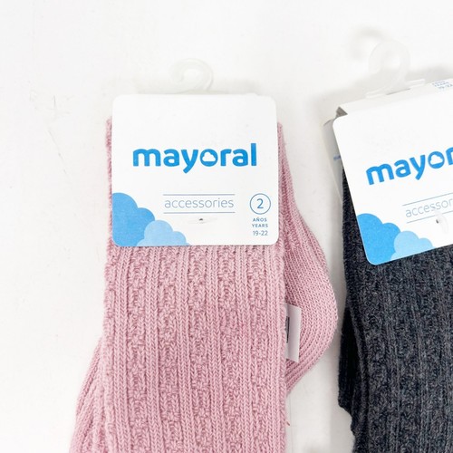 Mayoral Girls Size 2 Years Cable Knit Knee High Socks Bundle Black, Grey & Pink - Picture 2 of 8