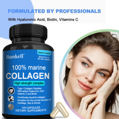 Marine Collagen Capsules 1200mg-Skin Firmness-Anti-Aging-Joint and Muscle Health