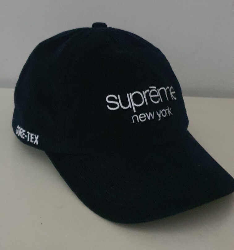 FW21 Supreme GORETEX corduroy Classic Logo 6-panel navy Cap water