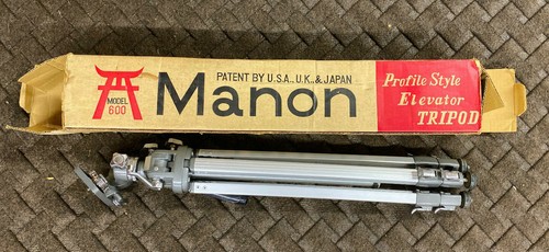 VINTAGE 1970s Japan Manon 600 Profile Style Elevator Tripod Metal - Picture 2 of 8