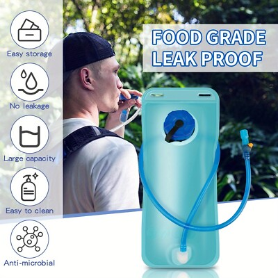 #ad 2L Water Bladder Bag Outdoor Foldable Hydration Survial Hiking Camping Backpack $8.97