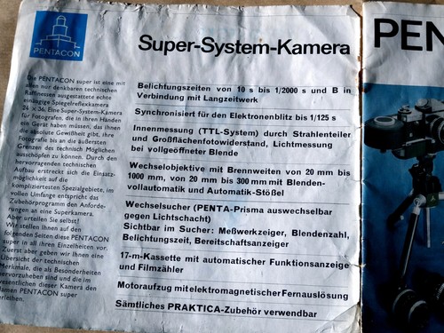 Brochure reflex Pentacon Super (ammiraglia) estremamente rara, obiettivi Zeiss, Meyer - Foto 4 di 24