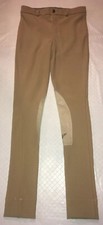 Tuff Rider Children  s Front Zip Knee Patch Ribb Low Rise 14 Lt. Tan Jodhpurs