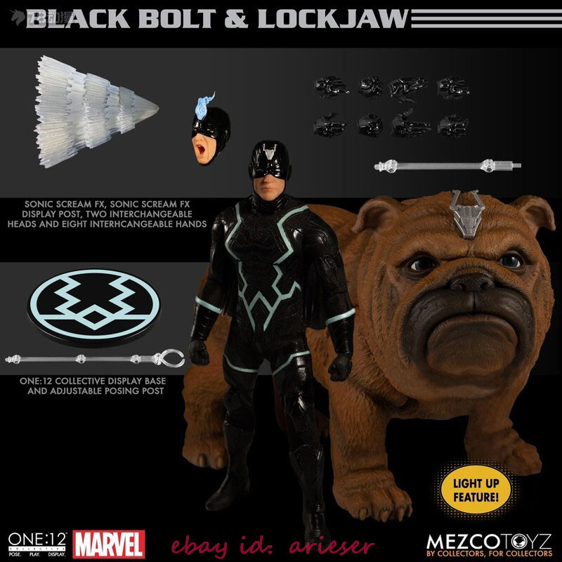 Hot New Mezco 1/12 Marvel Black Bolt and Lock Tooth Set Action