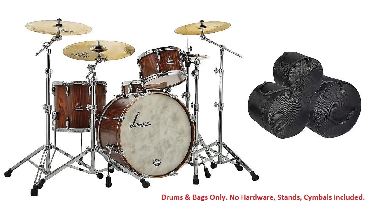Sonor Vintage Rosewood Semi Gloss 20x14 12x8 14x12 Drums Bags No