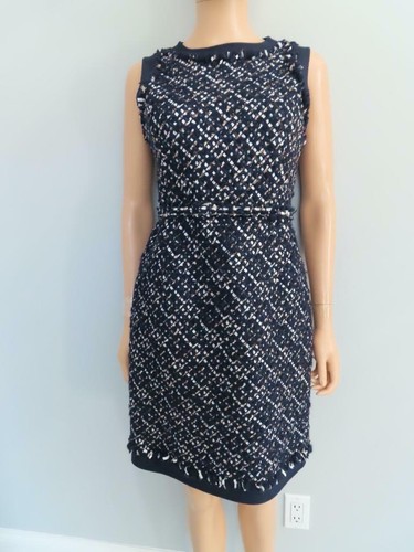 Oscar de la Renta Navy Blue/Multicolor Tweed Duster/Jacket/Blazer US 6 - Picture 12 of 12