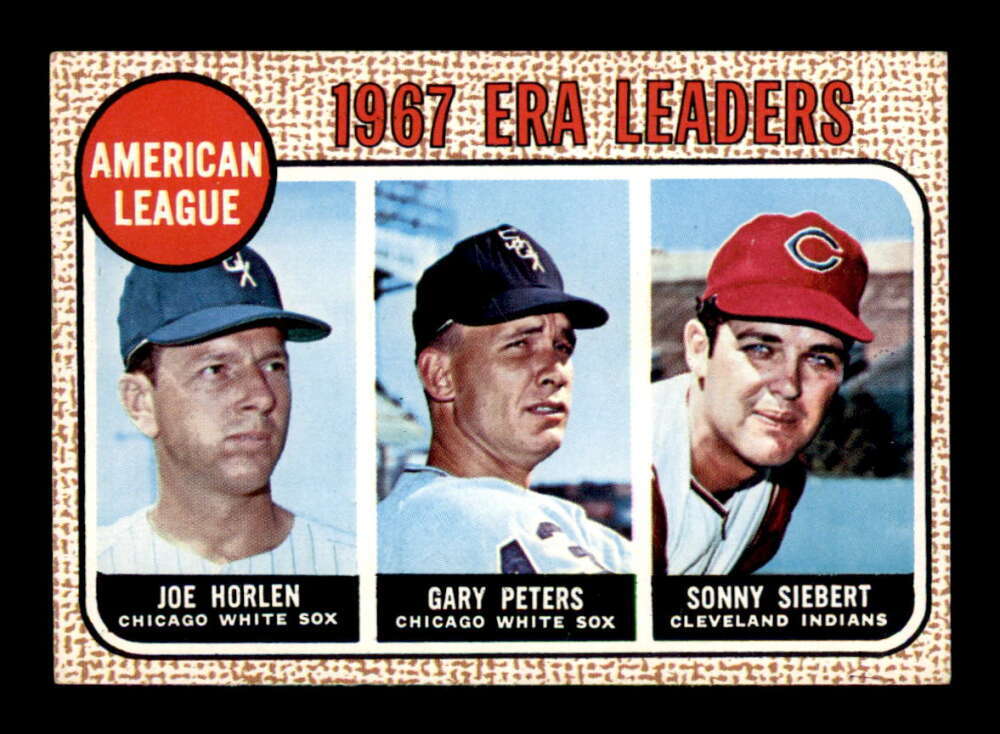 1968 Topps #8 Joe Horlen/Gary Peters/Sonny Siebert AL ERA Leaders EXMT X3375160
