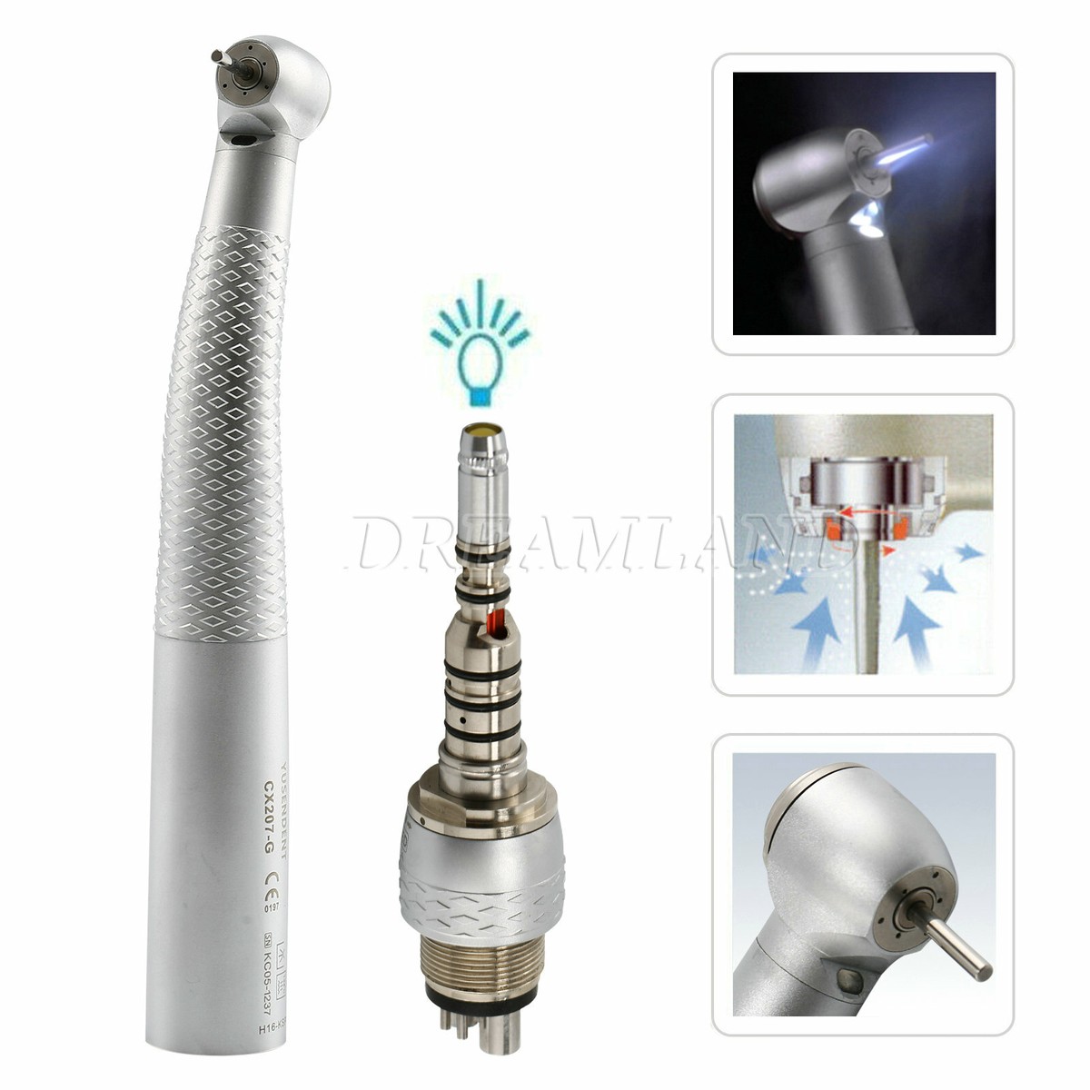 CHANNEL S CIpro サイズ6 Dental High Speed LED Fiber Optic Handpiece + Quick Coupler