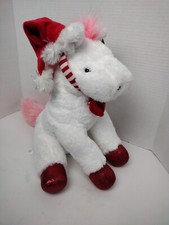 FAO Schwarz Sparklers Wear and Share 12 Plush Pony w/pink tail Santa Hat