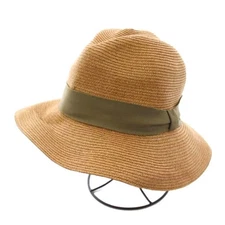 Override Wide Brim Hat Ribbon 57.5cm Beige Olive Women's Used