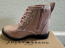 Girls Rose Gold Glitter Boots Size 9