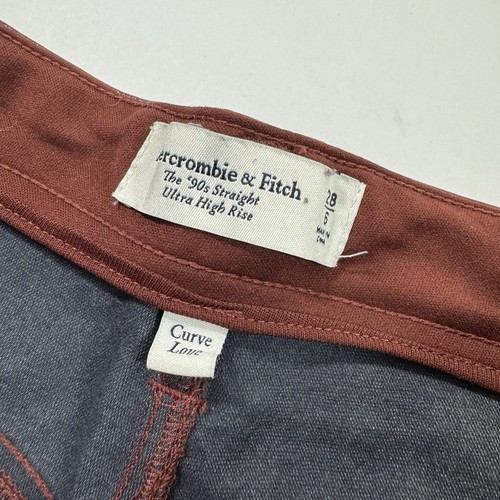 Abercrombie 90s Straight Ultra High Rise Pants Patent Leather Brown Size 28 6 - Picture 5 of 9
