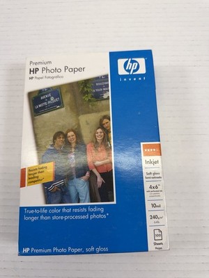 HP Premium Photo Paper for Inkjet Printer 4x6 100 Sheets 64 lb 10 mil Soft Gloss