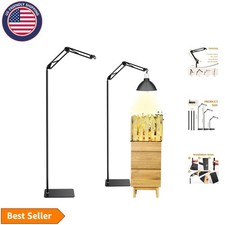Reptile Heat Lamp Stand - Adjustable Black Metal Support with Hanging Hooks