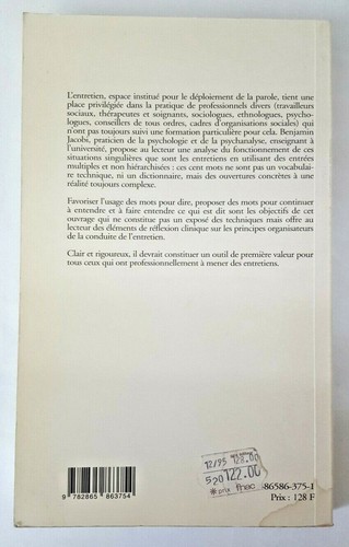 Cent mots pour l'entretien clinique by Benjamin Jacobi French 1995 Paperback - Picture 4 of 7