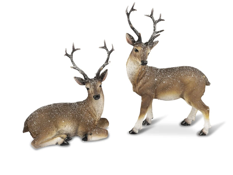 Dekofigur Hirsch WINTERZEIT stehend H. 24cm natur braun geeist Formano W25 - Bild 2 von 2