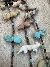VINTAGE ZUNI NATIVE AMERICAN 3 STRAND FETISH NECKLACE TURQUOISE HEISHI BEADS — photo 10