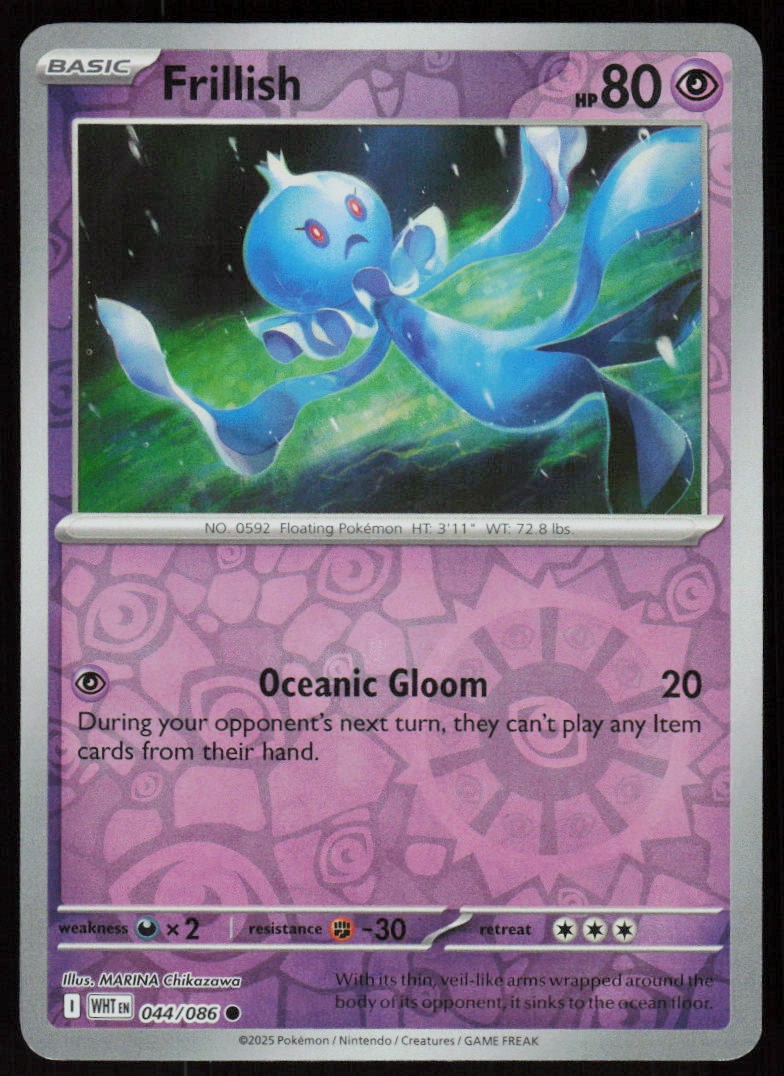 Frillish 044/086 Common White Flare Pokemon Reverse Holo Near Mint