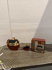 Noah  s Ark Pulling Skunk And Puzzel Set Wooden Handmade And Painted
