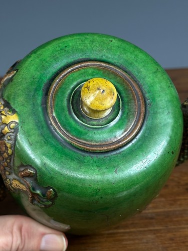 Antique Chinese Sancai Glazed Stoneware Cadogan Wine Ewer Dragon Teapot Ming - Picture 8 of 24