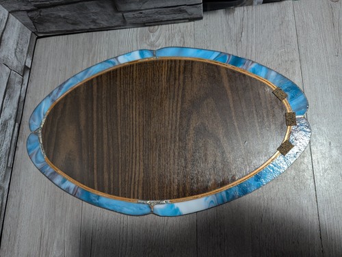 Specchio da parete ovale vintage 17,5" in vetro colorato decorazione specchio art deco - Foto 4 di 8