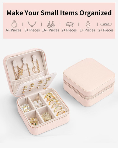 Vlando Travel Jewelry Case, Small Organizer Box for S 1, Pink - Picture 7 of 7