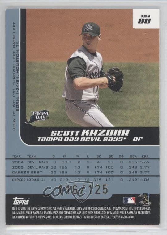 2006 Topps Co-Signers Changing Faces Blue /125 Scott Kazmir Carl Crawford #80 - Image 2 of 2