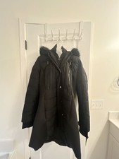 Michael Kors Women's Hooded Belted Puffer Jacket with Faux Fur Trim