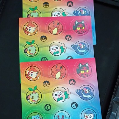 3x Pokémon TCG First Partner Pack Promo Sticker Sheet