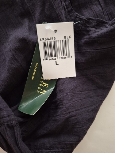 Lauren Ralph Lauren 100% Linen Black Tunic Blouse Top Full Buttons Womens L NWT - Picture 4 of 5