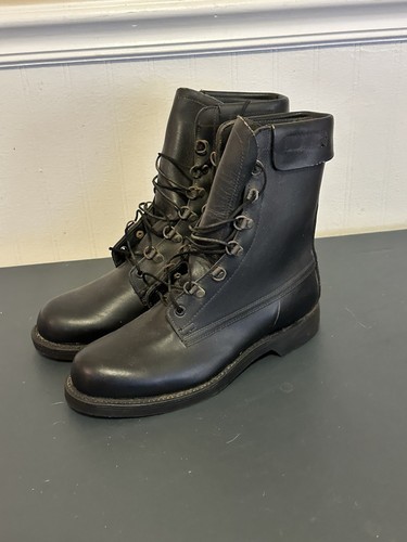 NEW Cove Shoe Co Vintage Flyers Boots 7.5D Black Leather Military 1990 NOS - Picture 2 of 7