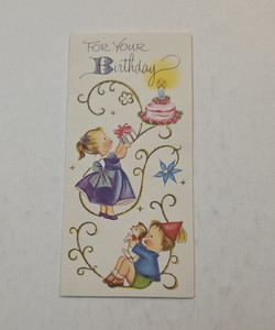 Vintage Norcross For Your Birthday Greeting Card Kids With Cake