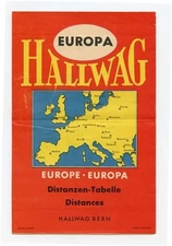 Hallwag Bern Europa Europe Distances Chart 1955 