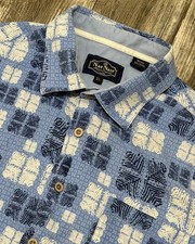 Nat Nast Mens XL Silk Cotton Short Sleeve Button Up Camp Shirt Geometric