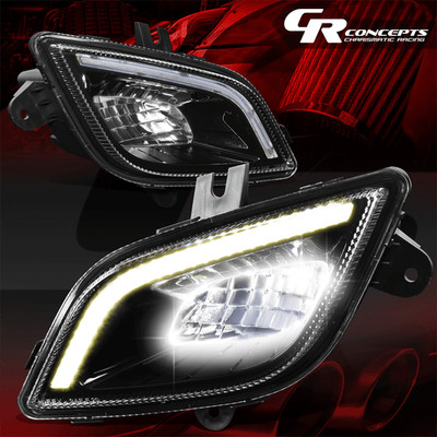BLACK FULL WHITE LED 3D LIGHT BAR FOG LIGHTS FOR 2018-2024 FREIGHTLINER CASCADIA