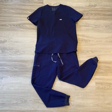 FIGS Navy Blue Zamora Jogger Catarina Top Scrub Set Uniform Women's size Medium