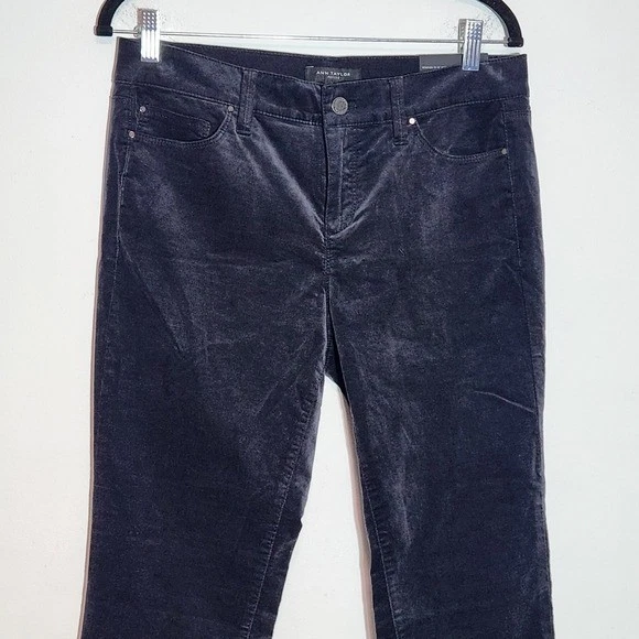 Ann Taylor Petite Dark Gray Velvet Pants NWT Size 10 Petite The Skinny Pants - Image 3 of 4