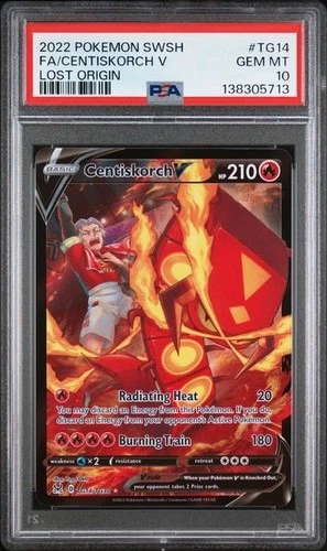 2022 POKEMON SWORD & SHIELD LOST ORIGIN #TG14 FULL ART/CENTISKORCH V PSA 10