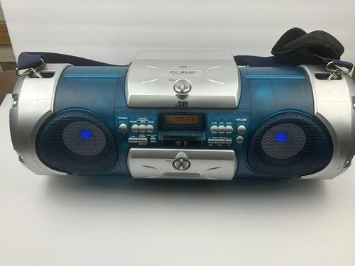 Vintage JVC RV-B550 CD Portable Boombox Blue CD & Tuner  AUX WORKS GREAT “Video”
