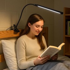 Clip On Light Small Desk Lamp with Clamp 3 Color Modes 10 Brightness Dimmable...